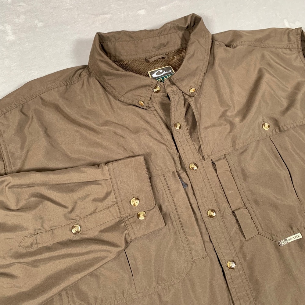 Drake Waterfowl Systems Shirt Mens 3XL Brown Long Sleeve Vented Hunting Utility